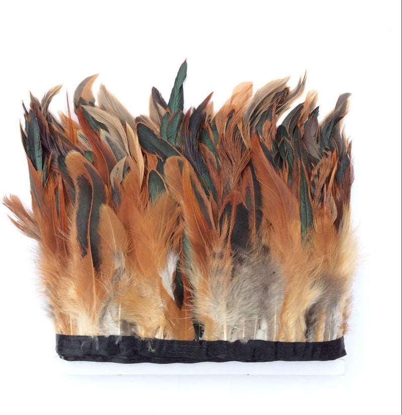 Sowder Rooster Hackle Feather Fringe Trim 5-7" in Width Pack of 5 Yards (Natural) - Image 2